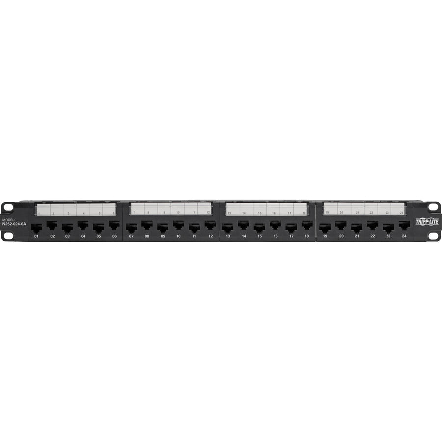 Tripp Lite N252-024-6A 24-Port 1U Rack-Mount Cat6A/Cat6/Cat5E 110 Patch Panel With Cable Management Bar, 110 Punchdown, Rj45, Taa