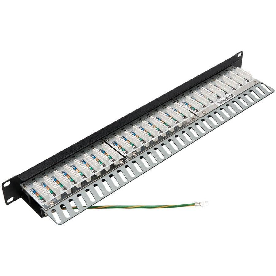 Tripp Lite N252-024-Sh-K Cat5E/Cat6 24-Port Patch Panel - Shielded, Krone Idc, 568B, Rj45 Ethernet, 1U, Taa