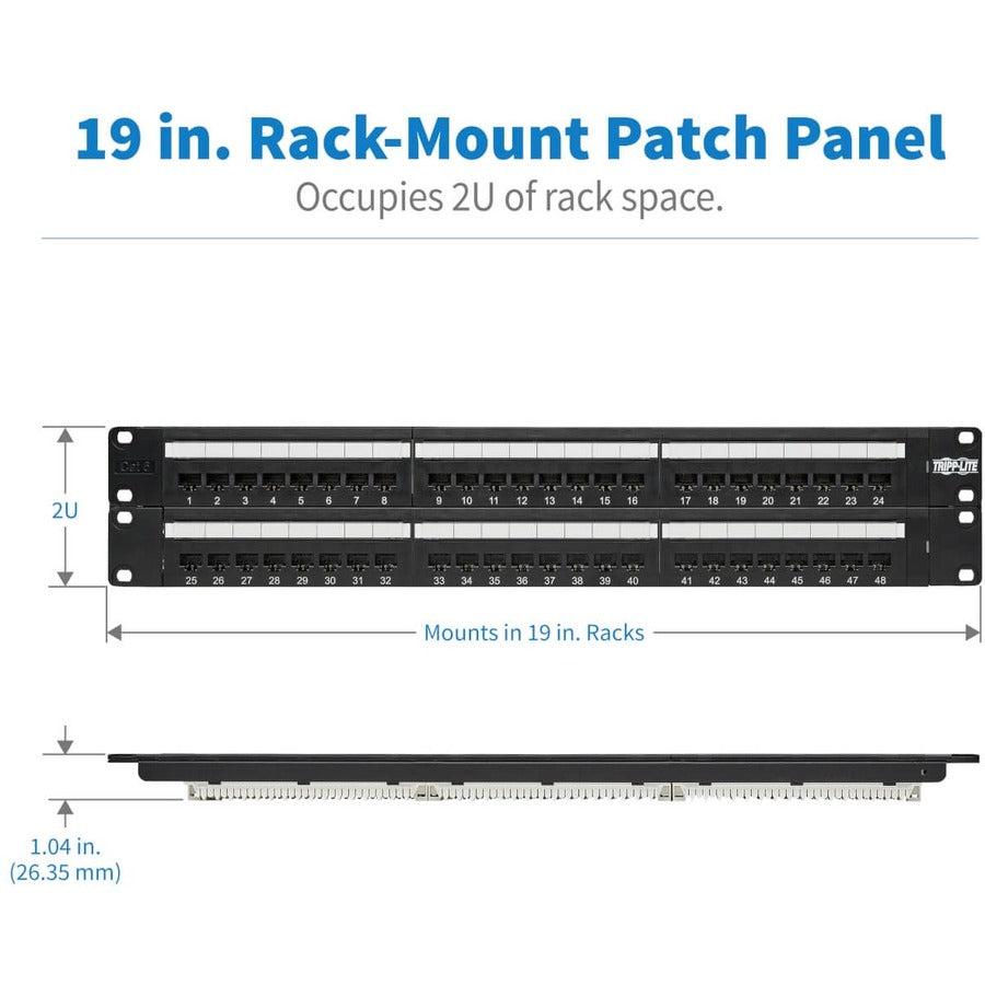 Tripp Lite N252-048 48-Port 2U Rack-Mount Cat6/Cat5 110 Patch Panel, 568B, Rj45 Ethernet, Taa