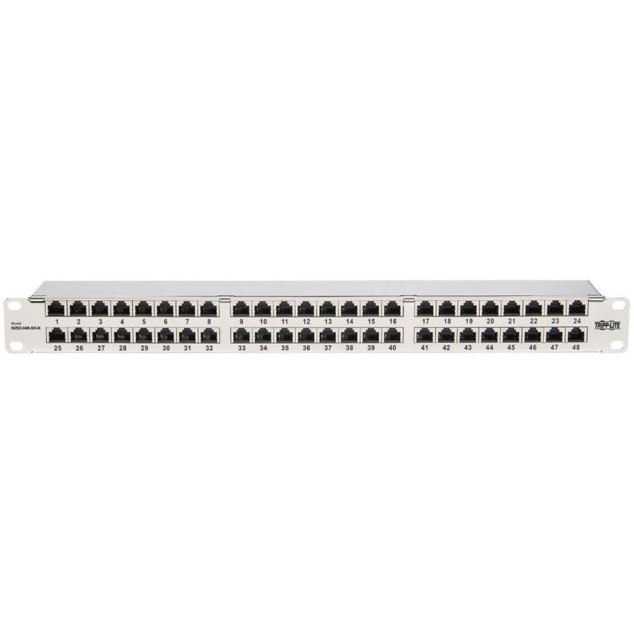 Tripp Lite N252-048-Sh-K Cat5E/Cat6 48-Port Patch Panel - Shielded, Krone Idc, 568A/B, Rj45 Ethernet, 1U Rack-Mount, Taa