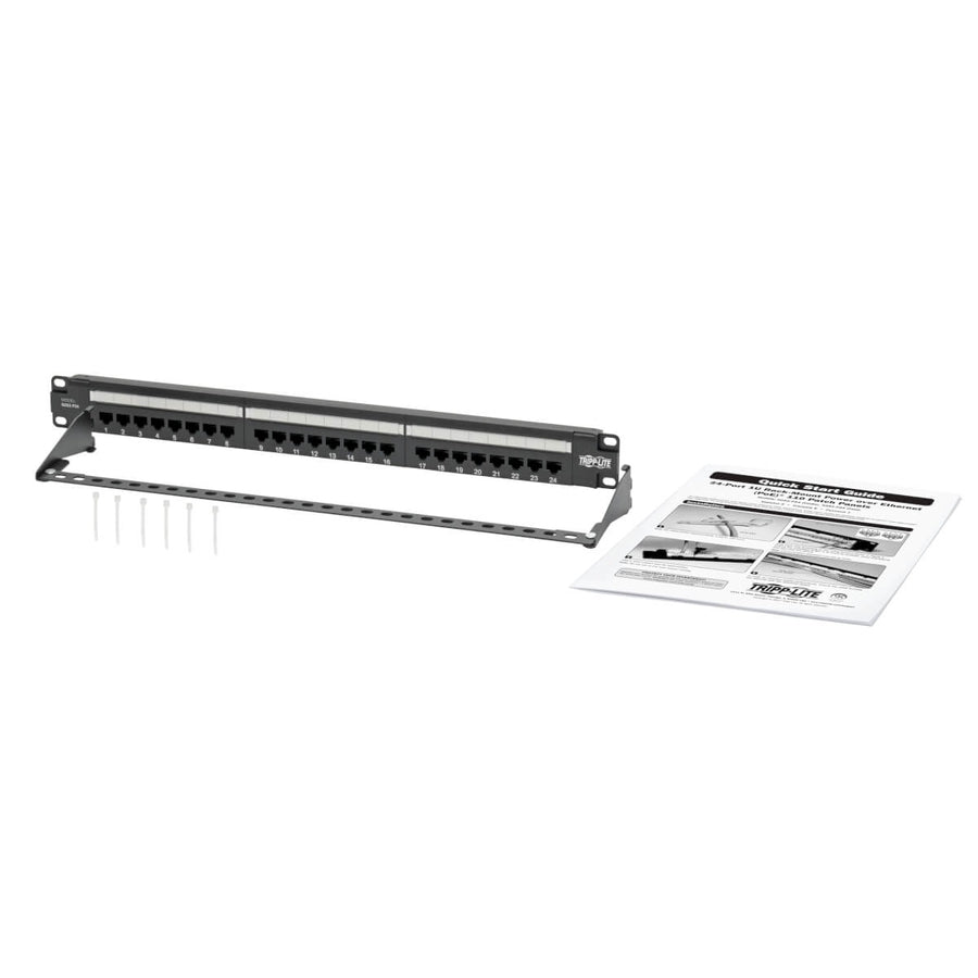 Tripp Lite N252-P24 Cat6 24-Port Patch Panel - Poe+ Compliant, 110/Krone, 568A/B, Rj45 Ethernet, 1U Rack-Mount, Taa