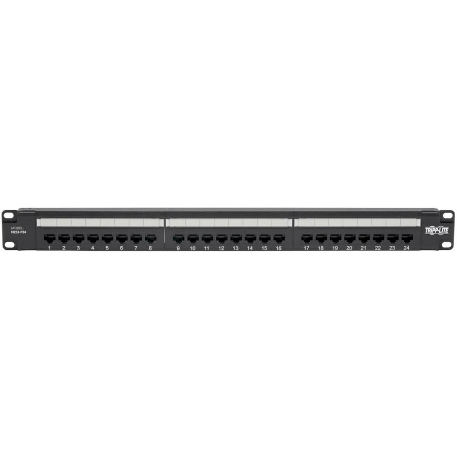 Tripp Lite N252-P24 Cat6 24-Port Patch Panel - Poe+ Compliant, 110/Krone, 568A/B, Rj45 Ethernet, 1U Rack-Mount, Taa