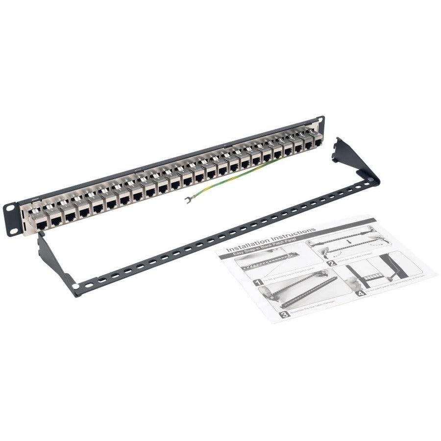 Tripp Lite N254-024-Sh-6A 24-Port 1U Rack-Mount Stp Shielded Cat6A Feedthrough Patch Panel, Rj45 Ethernet, Taa