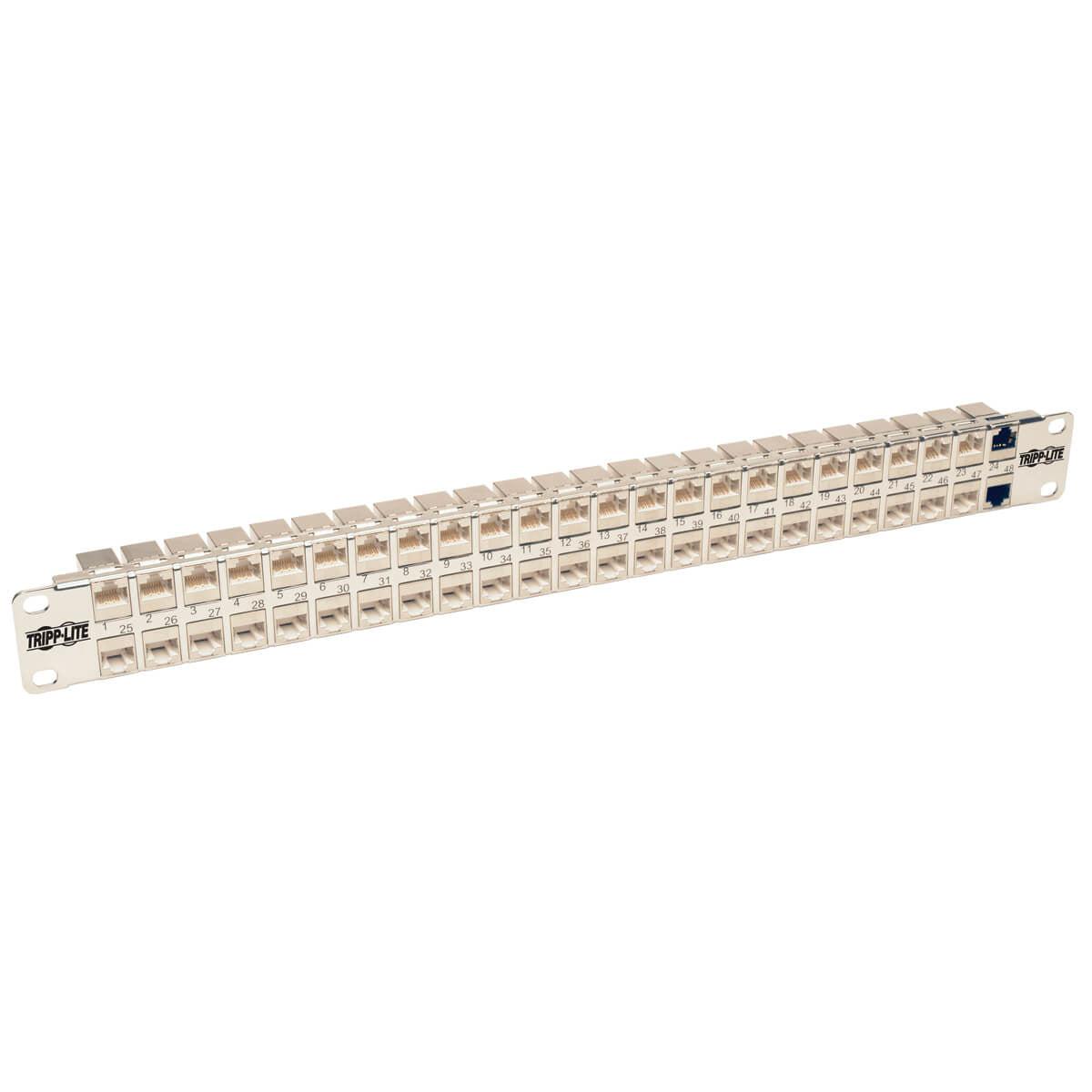 Tripp Lite N254-048-Sh-6A 48-Port 1U Rack-Mount Stp Shielded Cat6A Feedthrough Patch Panel, Rj45 Ethernet, Taa