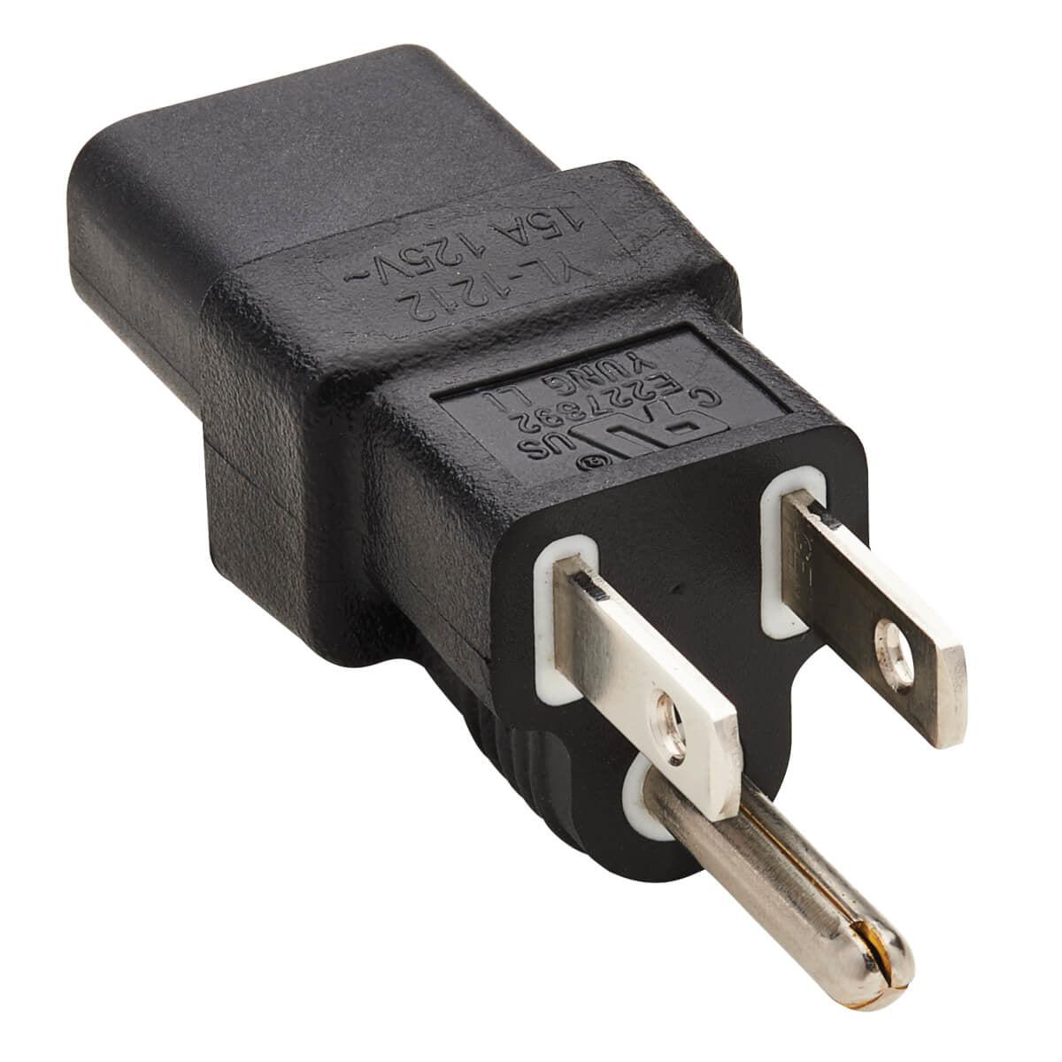 Tripp Lite Nema 5-15P To C13 Power Cord Adapter - 10A, 125V, Black