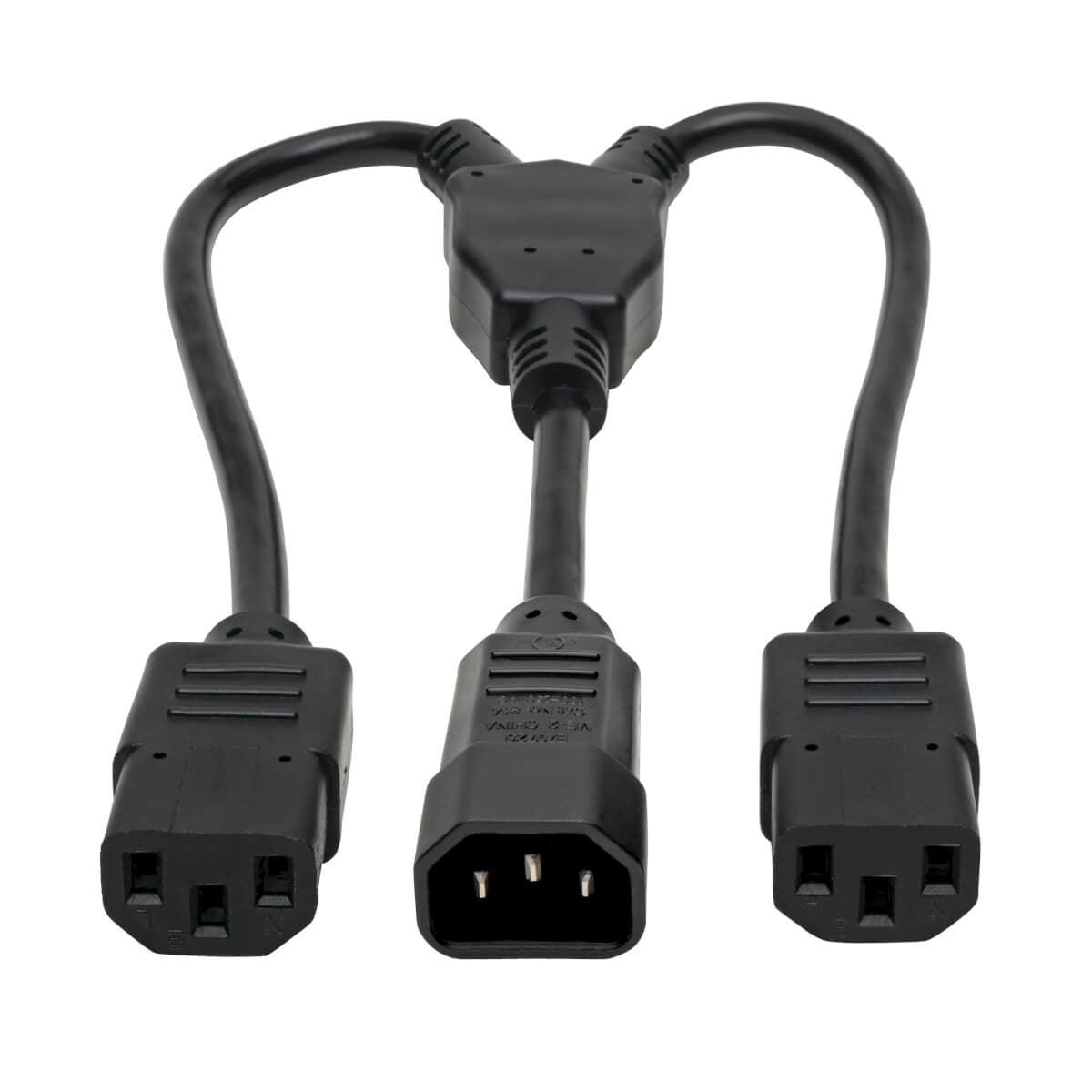 Tripp Lite P004-18N-2C13 Power Cord Splitter, C14 To 2Xc13 Pdu Style - 10A, 250V, 18 Awg, 18-In. (45.72 Cm), Black