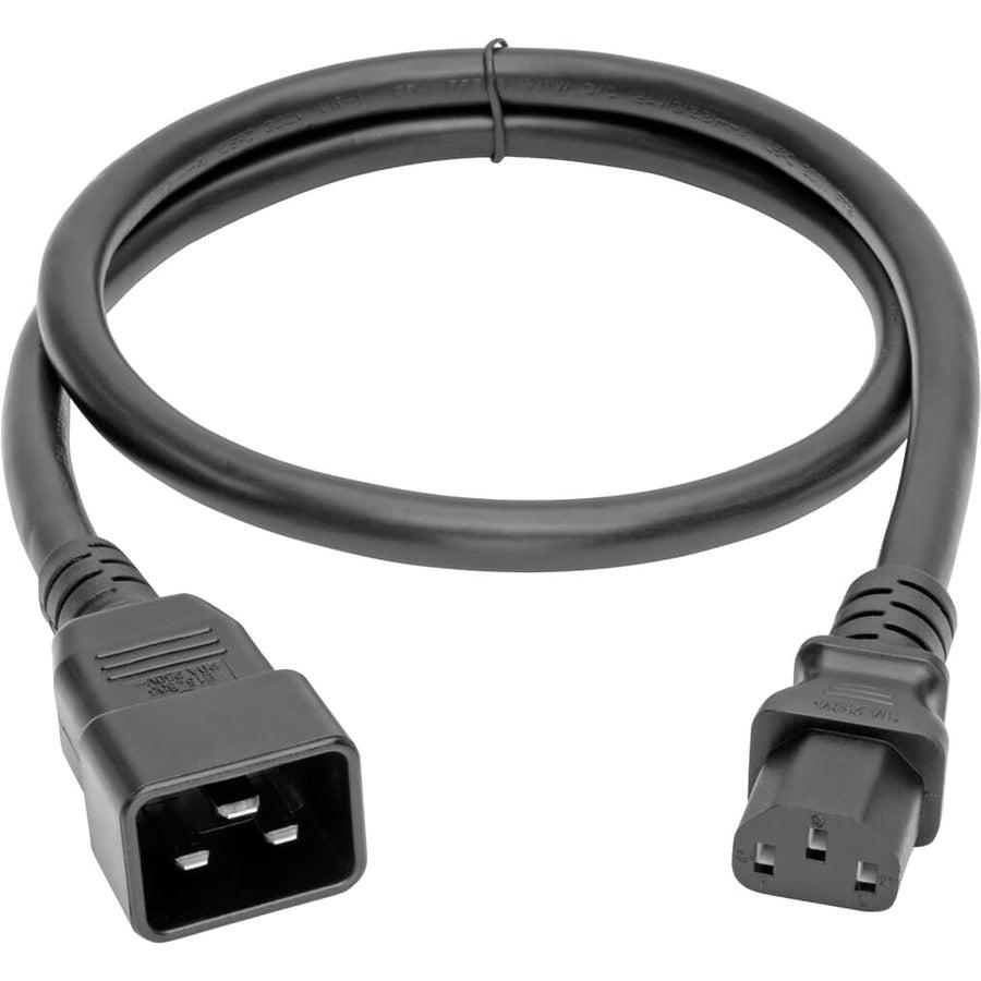 Tripp Lite P032-003 C20 To C13 Power Cord For Computer - Heavy-Duty, 15A, 100-250V, 14 Awg, 3 Ft. (0.91 M), Black