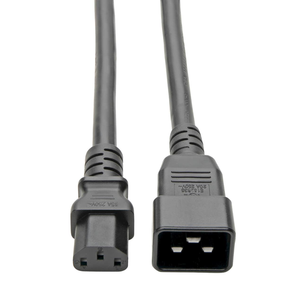 Tripp Lite P032-003 C20 To C13 Power Cord For Computer - Heavy-Duty, 15A, 100-250V, 14 Awg, 3 Ft. (0.91 M), Black