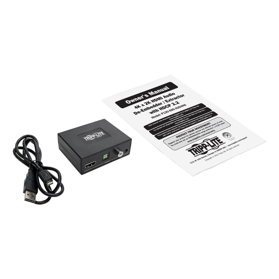 Tripp Lite P130-000-Aud4K6 4K Hdmi Audio Extractor With Toslink, Rca And 3.5 Mm Stereo Output, 7.1 Channel, 4K 60 Hz, Hdr