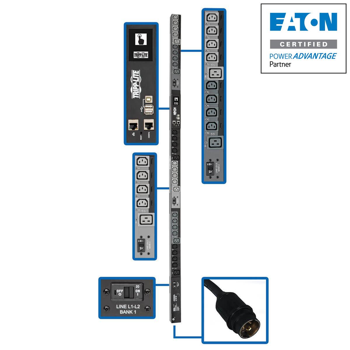 Tripp Lite Pdu3Evsr10H50 Power Distribution Unit (Pdu) 30 Ac Outlet(S) 0U Black, Grey
