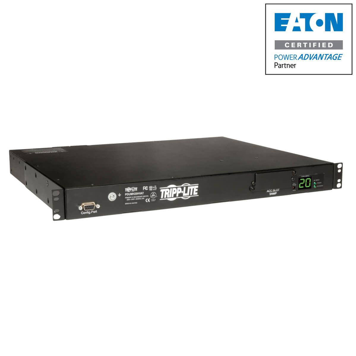 Tripp Lite Pdumh20Hvat 3.8Kw Single-Phase Local Metered Automatic Transfer Switch Pdu, Two 200-240V C20 Inlets, 8 C13 & 2 C19 Outputs, 1U, Taa