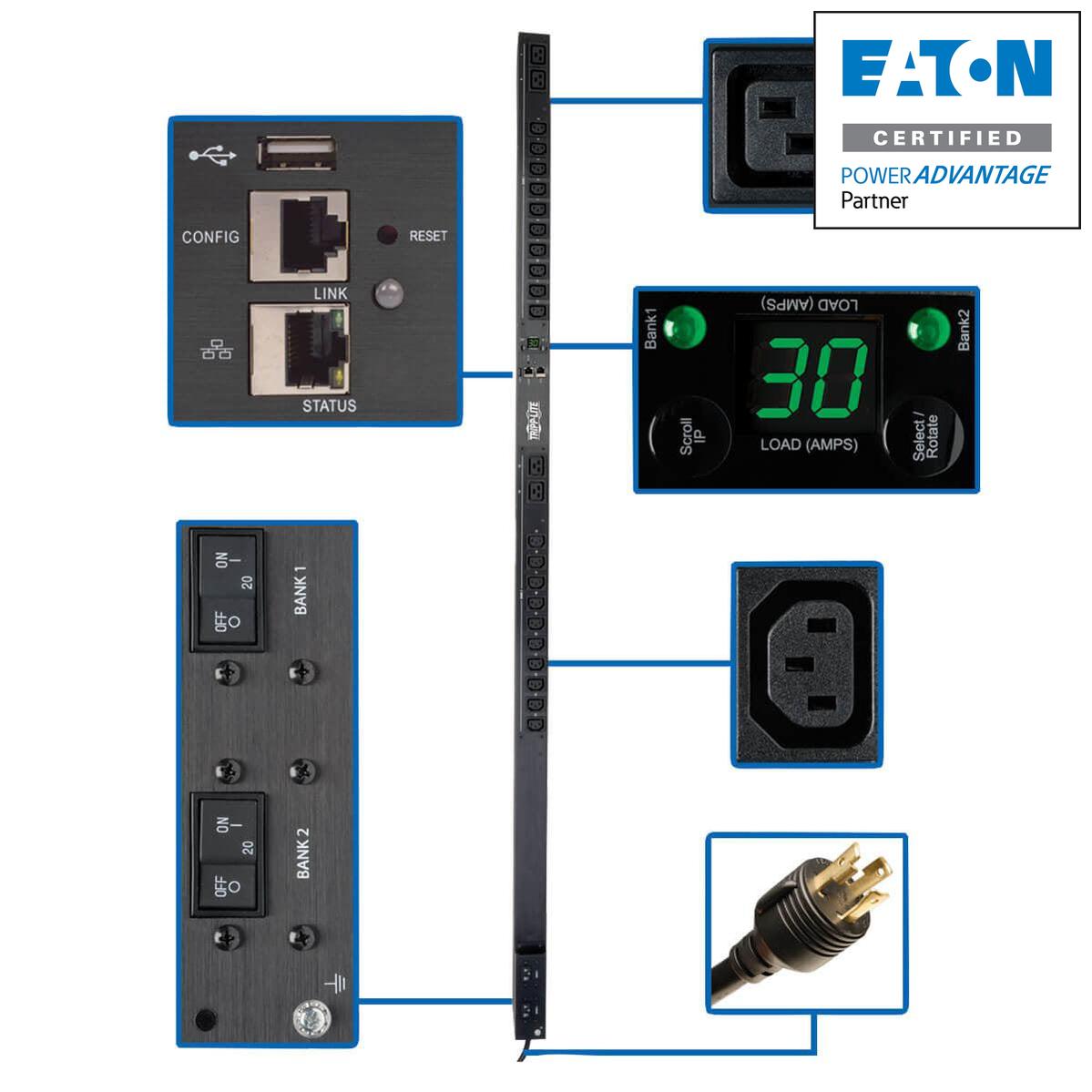 Tripp Lite Pdumnv30Hvlx Power Distribution Unit (Pdu) 24 Ac Outlet(S) 0U Black
