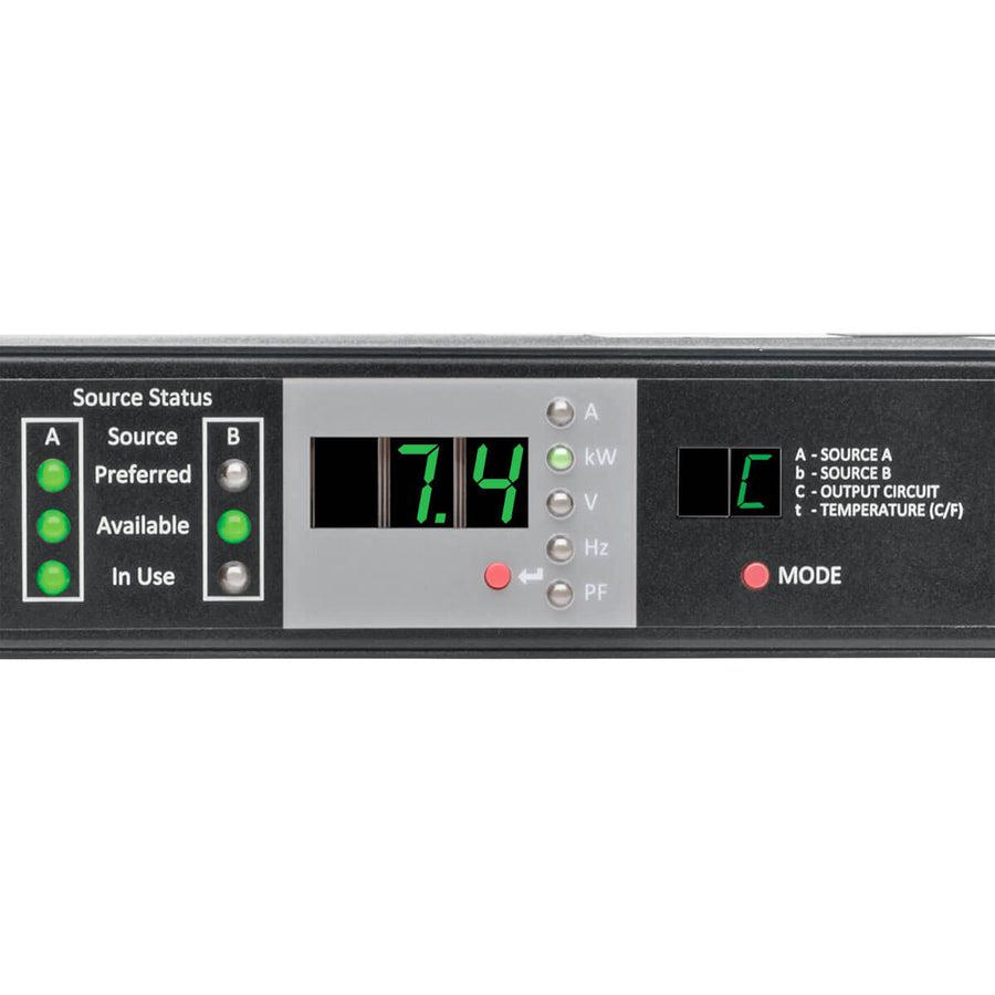 Tripp Lite Pdumnh32Hvat 7.7Kw Single-Phase 200-240V Monitored Automatic Transfer Switch Pdu, Two 32A Iec309 32A Blue Inputs, 1 Iec309 32A Outlet, 1U