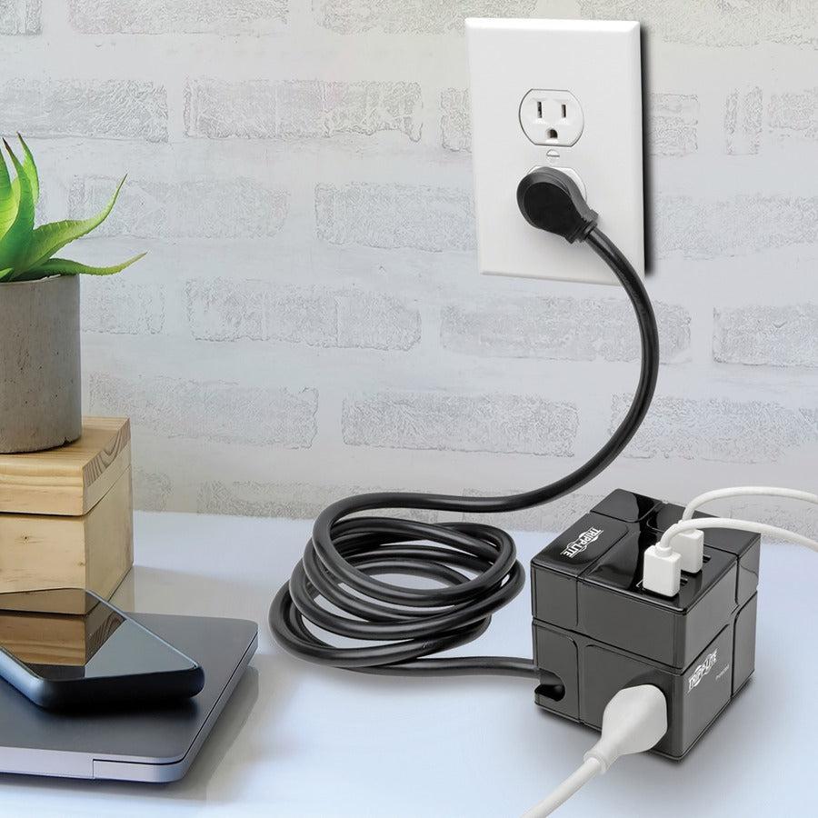 Tripp Lite Protect It! 3-Outlet Power Cube Surge Protector - 6 Usb-A Ports (7.2A Shared), 6 Ft. Cord, 540 Joules, Black