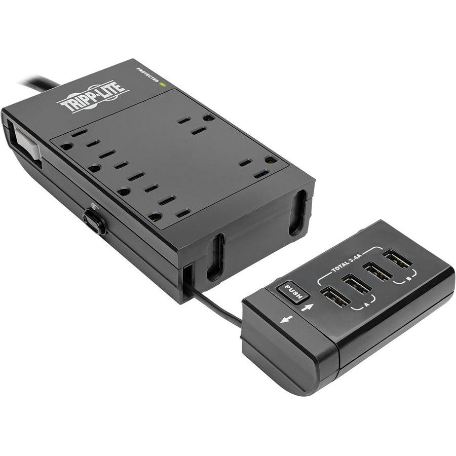 Tripp Lite Protect It! 6-Outlet Surge Protector, 4 Usb Ports, 6 Ft. Cord, 1080 Joules, Diagnostic Led, Black Housing