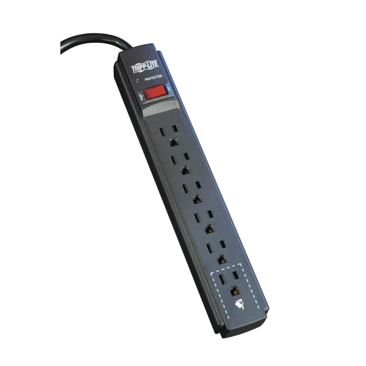 Tripp Lite Protect It! 6-Outlet Surge Protector, 6-Ft. Cord, 790 Joules, Diagnostic Led, Black Housing
