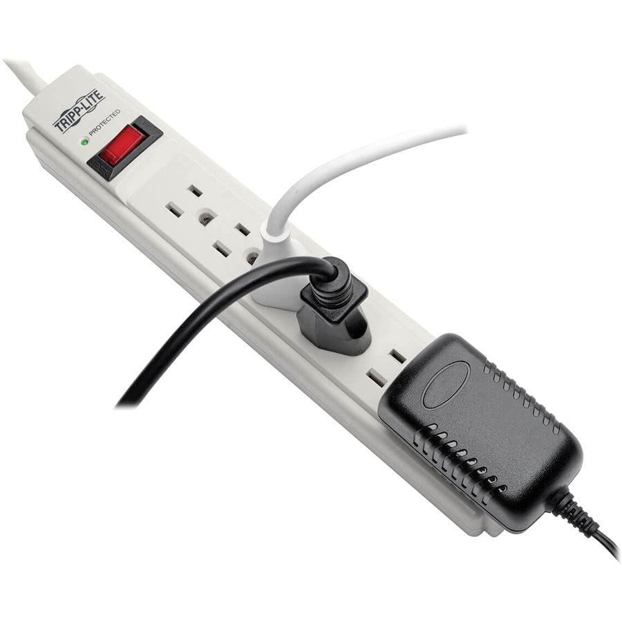 Tripp Lite Protect It! 6-Outlet Surge Protector, 8-Ft. Cord, 990 Joules, Low-Profile Right-Angle 5-15P Plug
