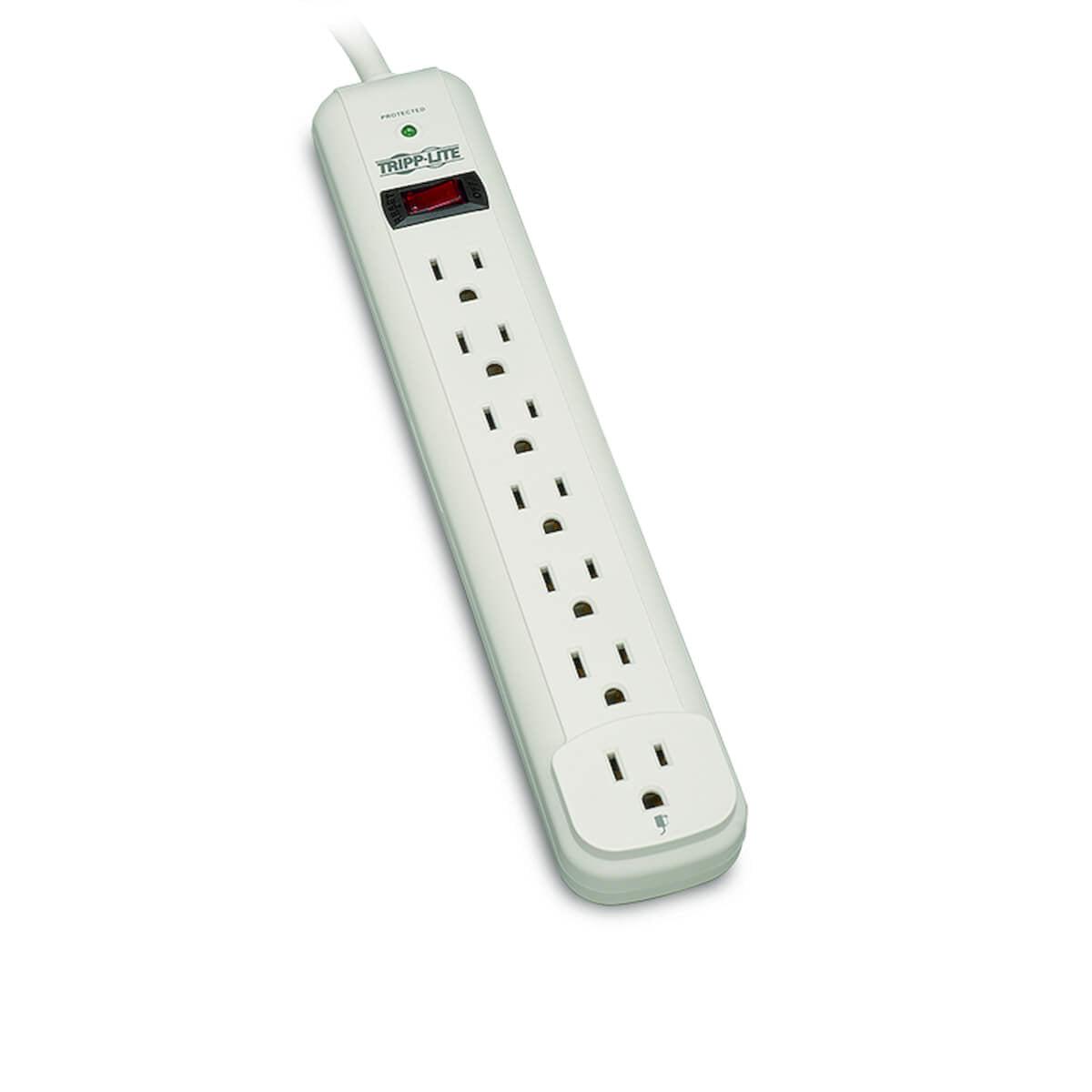 Tripp Lite Protect It! 7-Outlet Surge Protector, 12-Ft. Cord, 1080 Joules, Light Gray Housing