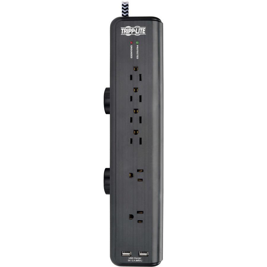 Tripp Lite Safe-It 6-Outlet Surge Protector - 2 Usb Ports, 8 Ft. Cord, 5-15P Plug, 2100 Joules, Antimicrobial Protection, Black