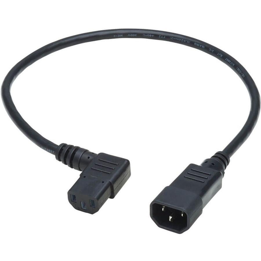 Tripp Lite Standard Computer Power Extension Cord Lead Cable, 10A, 18Awg (Iec-320-C14 To Left Angle Iec-320-C13), 0.61 M