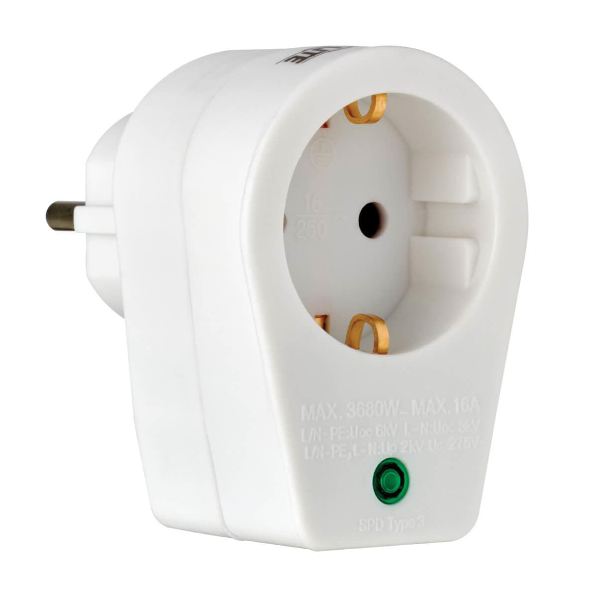 Tripp Lite Tlp1G 1-Outlet Surge Protector - German Type F Schuko Outlet, 220-250V Ac, 16A, Direct Plug, Schuko Plug, White