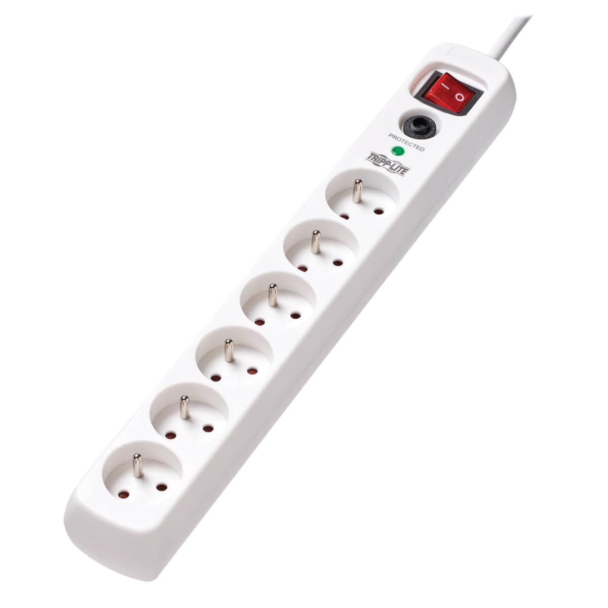 Tripp Lite Tlp6F18 6-Outlet Surge Protector - French Type E Outlets, 220-250V Ac, 16A, 1.8 M Cord, Type E Plug, White