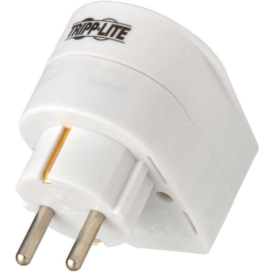 Tripp Lite Tlp1G 1-Outlet Surge Protector - German Type F Schuko Outlet, 220-250V Ac, 16A, Direct Plug, Schuko Plug, White