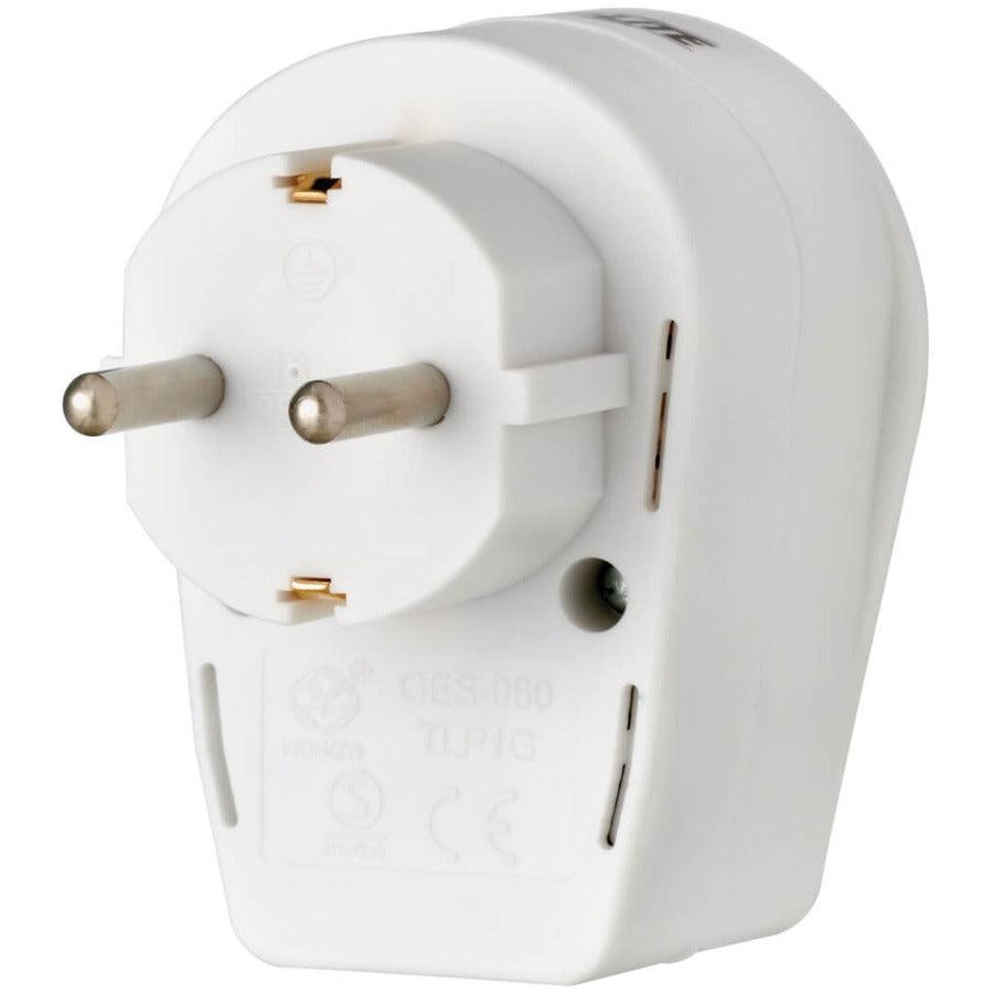 Tripp Lite Tlp1G 1-Outlet Surge Protector - German Type F Schuko Outlet, 220-250V Ac, 16A, Direct Plug, Schuko Plug, White