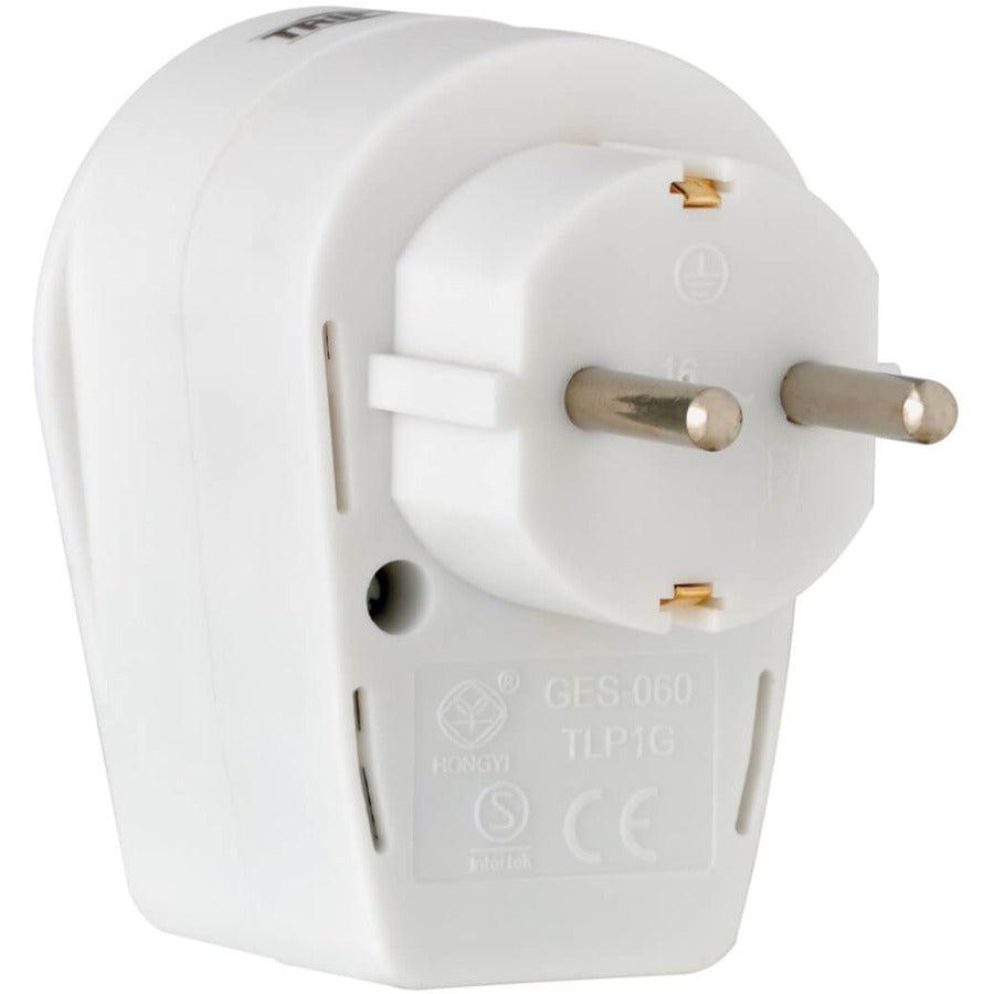 Tripp Lite Tlp1G 1-Outlet Surge Protector - German Type F Schuko Outlet, 220-250V Ac, 16A, Direct Plug, Schuko Plug, White