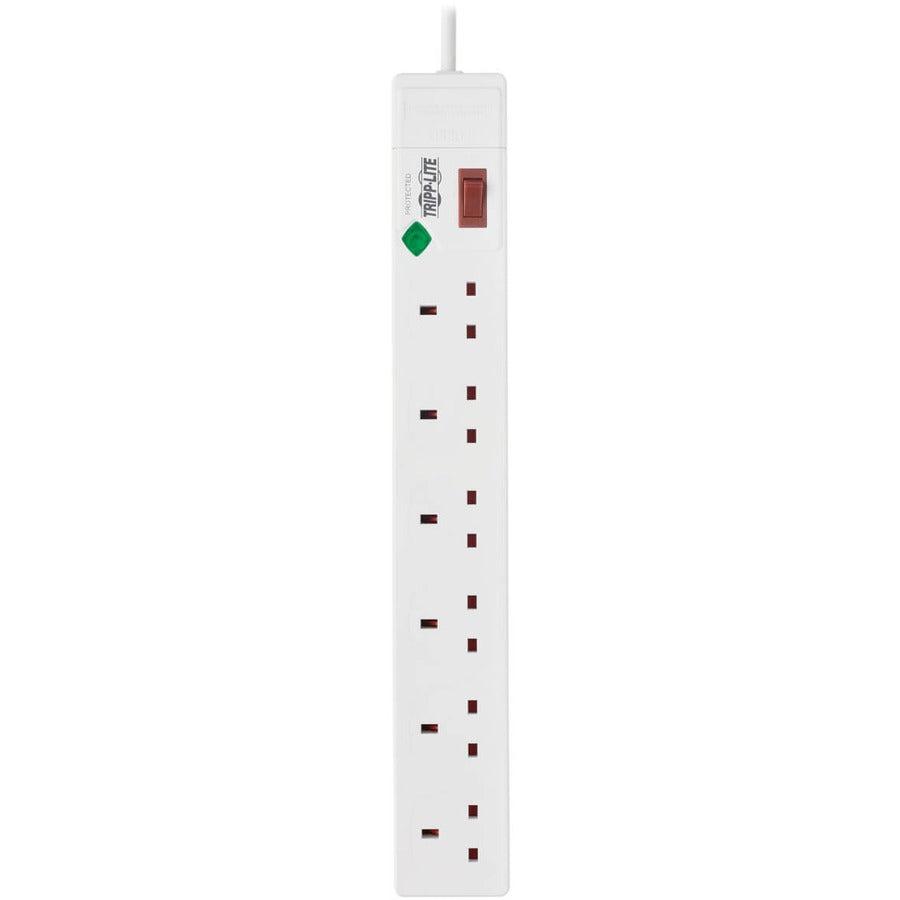 Tripp Lite Tlp6B18 6-Outlet Surge Protector - British Bs1363A Outlets, 220-250V Ac, 13A, 1.8 M Cord, Bs1363A Plug, White