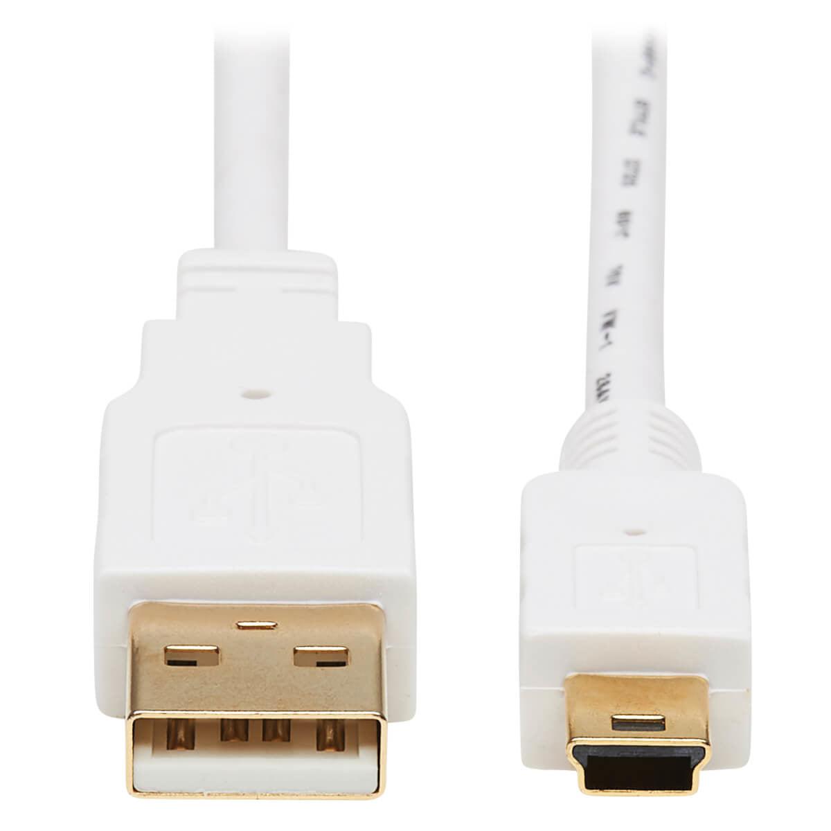 Tripp Lite U030Ab-003-Wh Safe-It Usb-A To Usb Mini-B Antibacterial Cable (M/M), Usb 2.0, White, 3-Ft. (0.91 M)