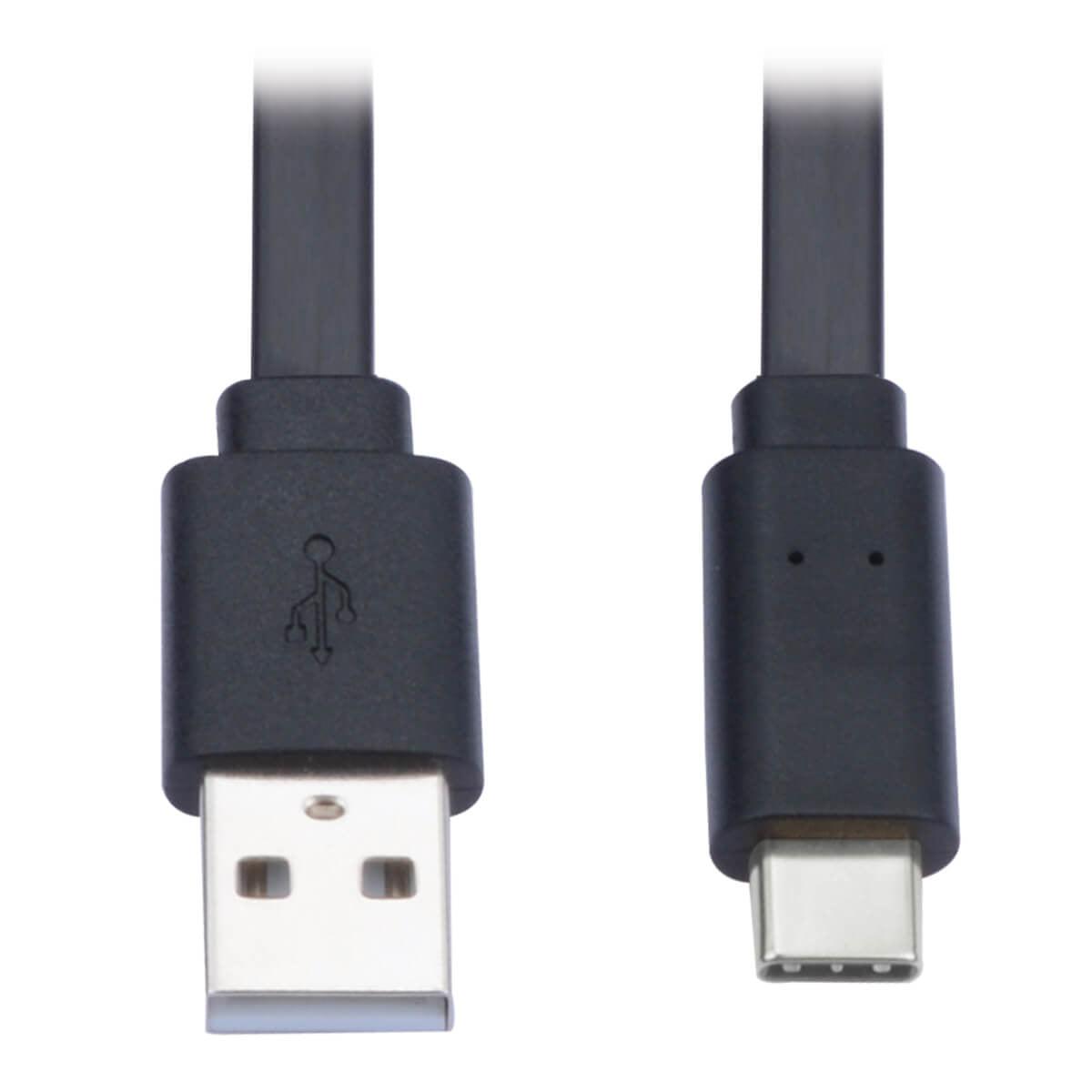 Tripp Lite U038-003-Fl Usb-A To Usb-C Flat Cable - M/M, Usb 2.0, Thunderbolt 3 Compatible, Black, 3 Ft. (0.91 M)