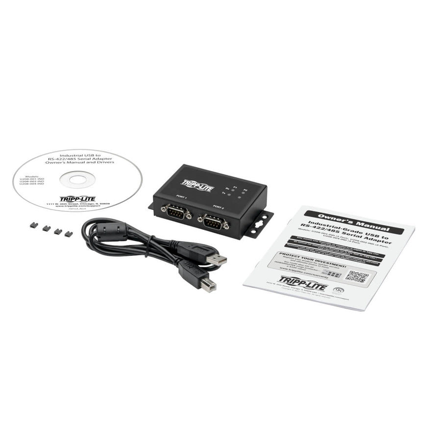 Tripp Lite U208-002-Ind 2-Port Rs-422/Rs-485 Usb To Serial Ftdi Adapter With Com Retention (Usb-B To Db9 F/M)