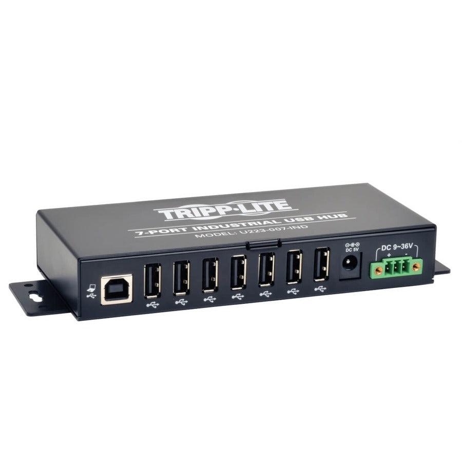 Tripp Lite U223-007-Ind 7-Port Industrial-Grade Usb 2.0 Hub - 15 Kv Esd Immunity, Metal Housing, Mountable