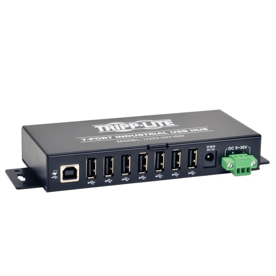 Tripp Lite U223-007-Ind 7-Port Industrial-Grade Usb 2.0 Hub - 15 Kv Esd Immunity, Metal Housing, Mountable