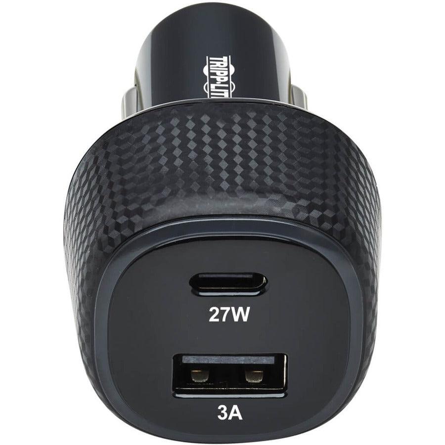 Tripp Lite U280-C02-45W-1B Dual-Port Usb Car Charger With 45W Charging - Usb-C (27W) Qc4+, Usb-A (18W) Qc 3.0, Black