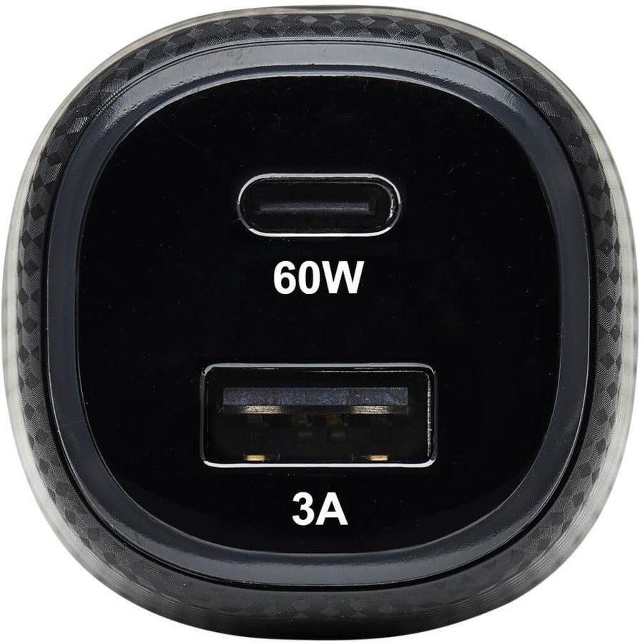 Tripp Lite U280-C02-63W-1B Dual-Port Usb Car Charger, 63W Max - Usb-C Pd 3.0 Up To 60W, Usb-A Qc 3.0 Up To 18W
