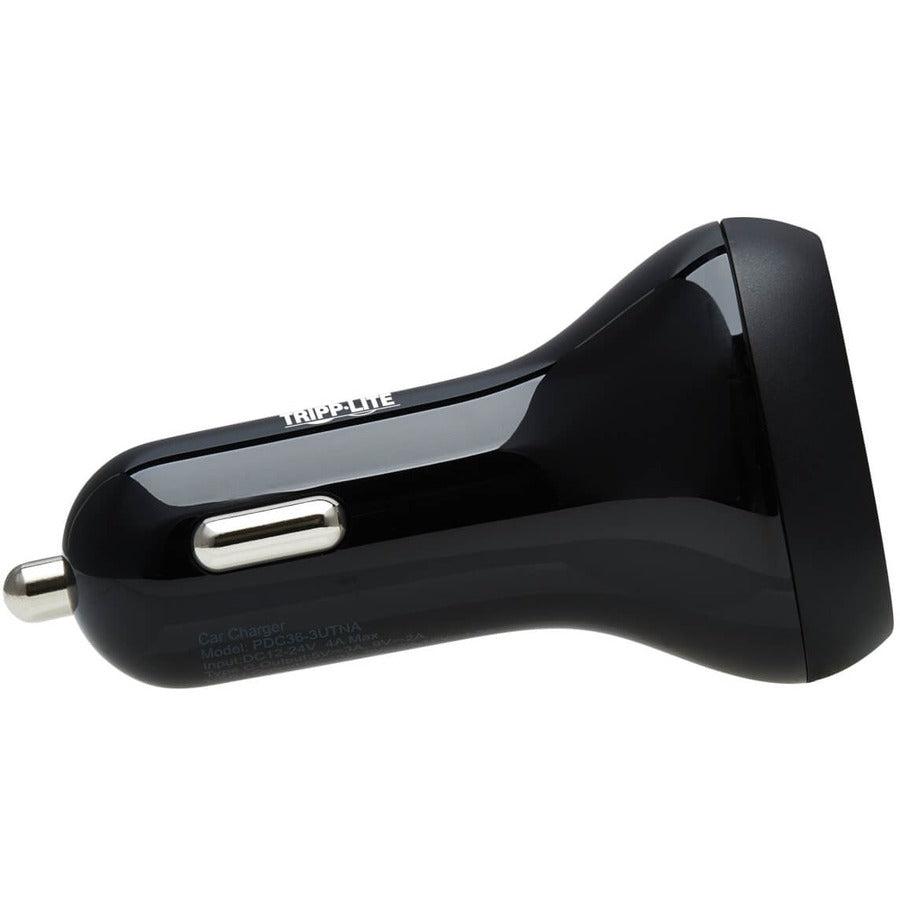 Tripp Lite U280-C03-36W-1B 3-Port Usb Car Charger, 36W Max - Usb-C Pd 3.0 Up To 18W, 2 Usb-A Qc 3.0 Up To 36W
