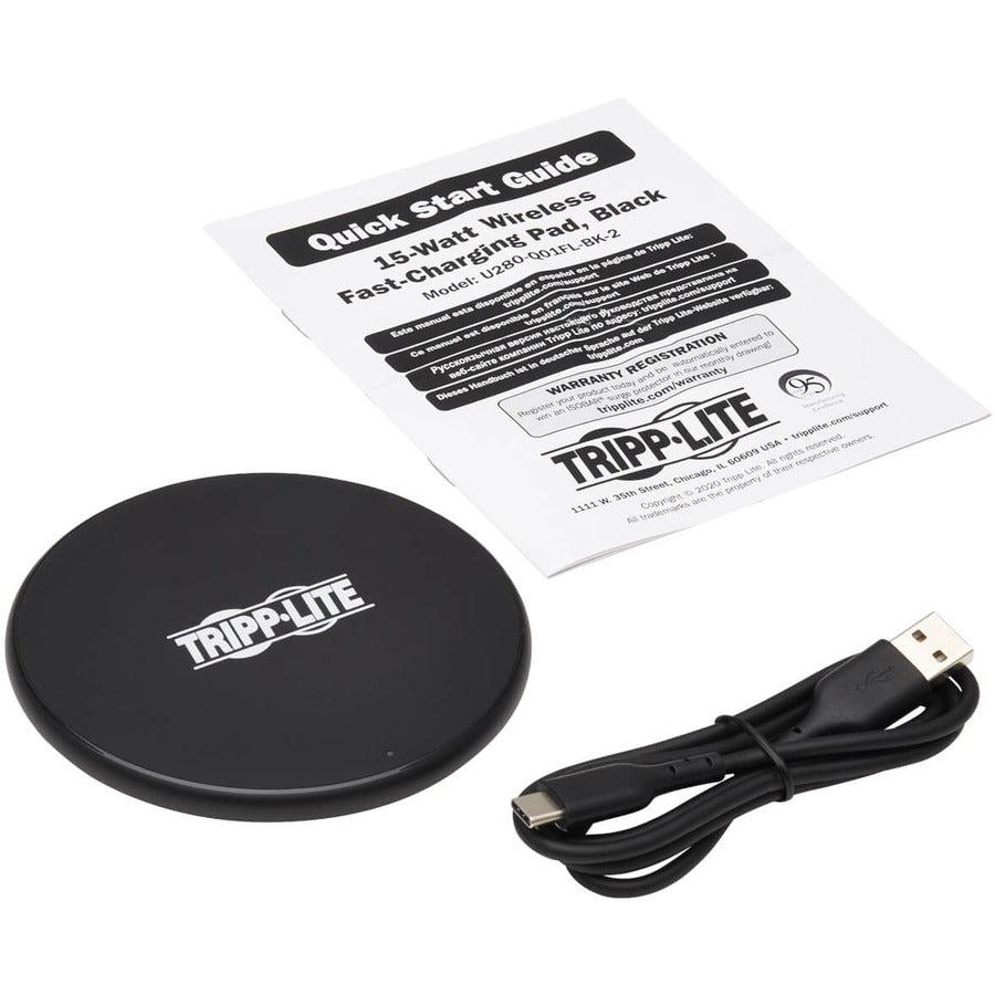 Tripp Lite U280-Q01Fl-Bk-2 15W Smartphone Wireless Fast Charging Pad, Black