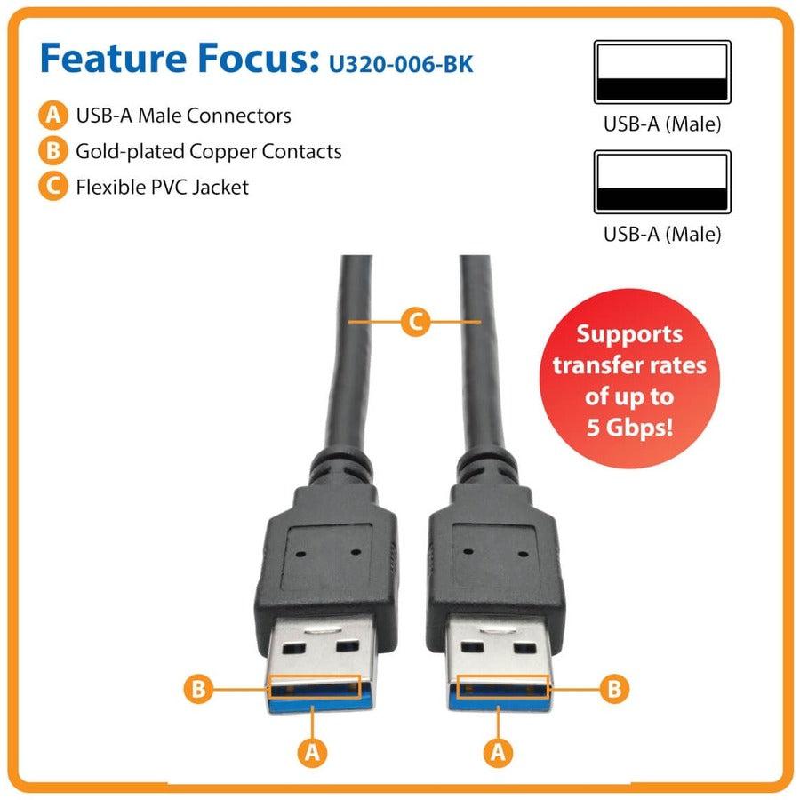Tripp Lite U320-006-Bk Usb Cable 1.8 M Usb 3.2 Gen 1 (3.1 Gen 1) Usb A Black