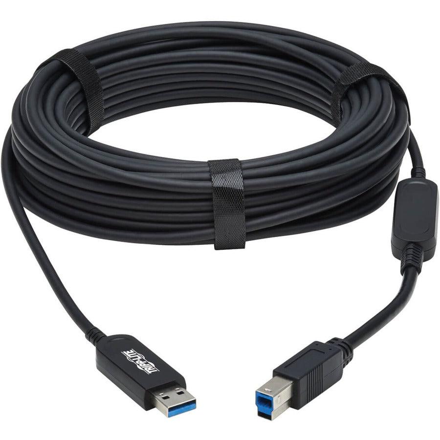 Tripp Lite U328F-20M Usb 3.2 Gen 1 Plenum-Rated Fiber Active Optical Cable (Aoc) - A/B M/M, Black, 20 M
