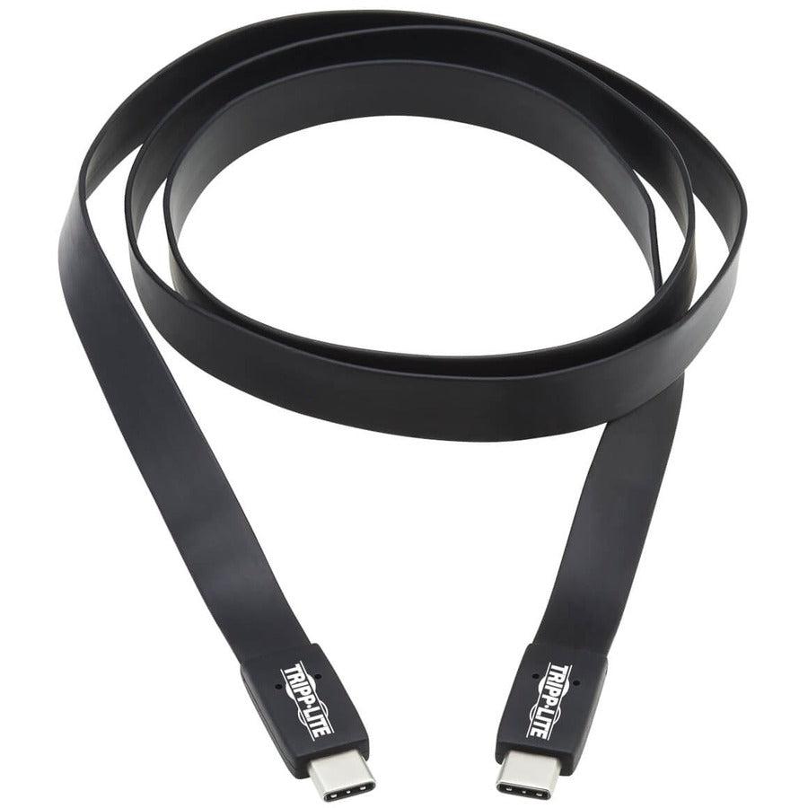 Tripp Lite U420-16N-G25Afl Usb-C Flat Cable (M/M) - Usb 3.1 Gen 2 (10 Gbps), 5A Rating, Thunderbolt 3 Compatible, Black, 16 In. (40.6 Cm)
