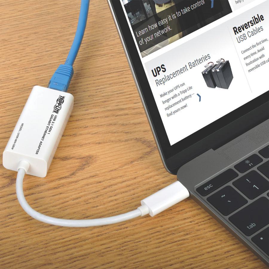 Tripp Lite U436-06N-Gbw Usb-C To Gigabit Network Adapter, Thunderbolt 3 Compatibility - White