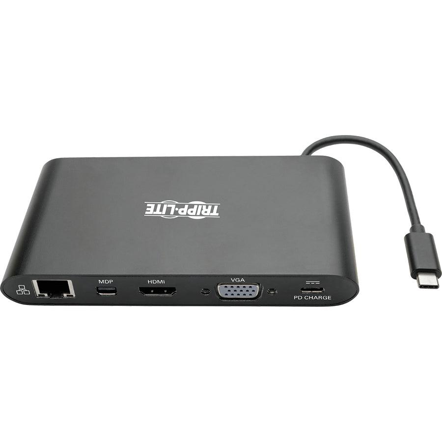 Tripp Lite U442-Dock1-B Usb-C Dock, Dual Display - 4K Hdmi/Mdp, Vga, Usb 3.2 Gen 1, Usb-A/C Hub, Gbe, Memory Card, 100W Pd Charging