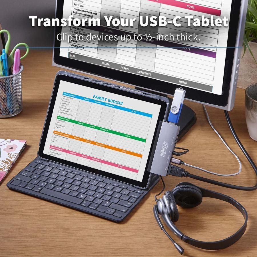 Tripp Lite U442-Dock15-S Usb-C Dock With Removable Clip - For Laptops And Tablets, 4K Hdmi, Usb-A Hub, 60W Pd Charging