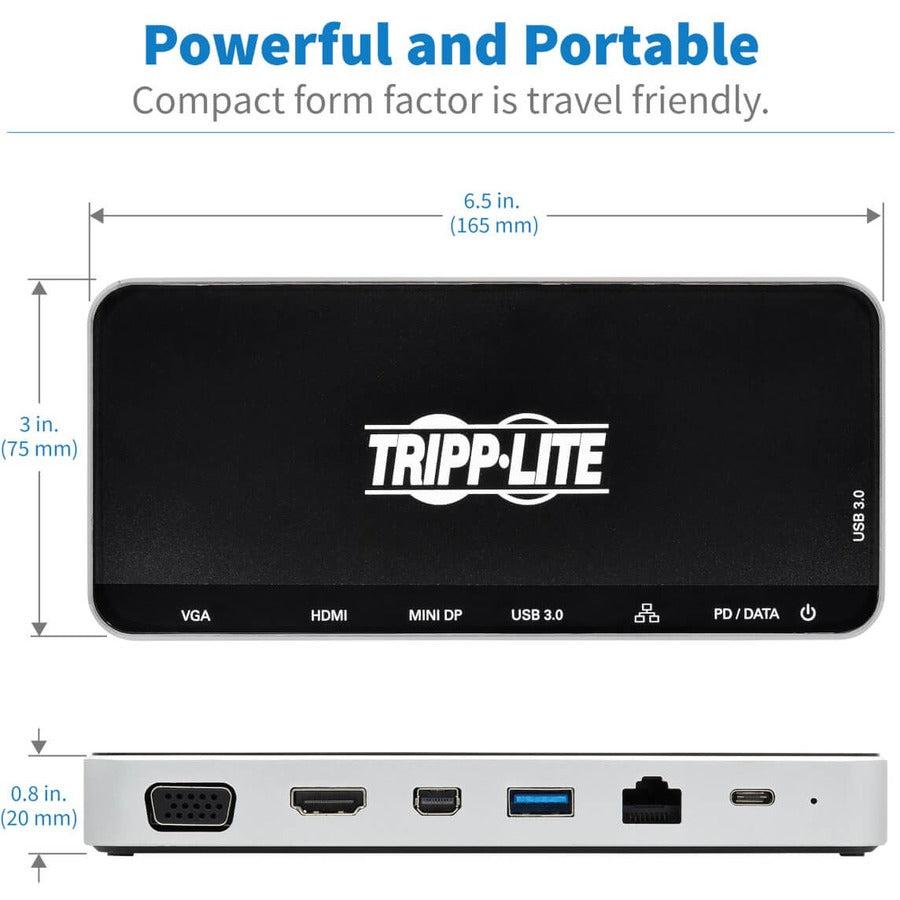 Tripp Lite U442-Dock16-B Usb Dock, Triple Display - 4K Hdmi & Mdp, Vga, Usb 3.2 Gen 1, Usb-A/C Hub, Gbe, 60W Pd Charging