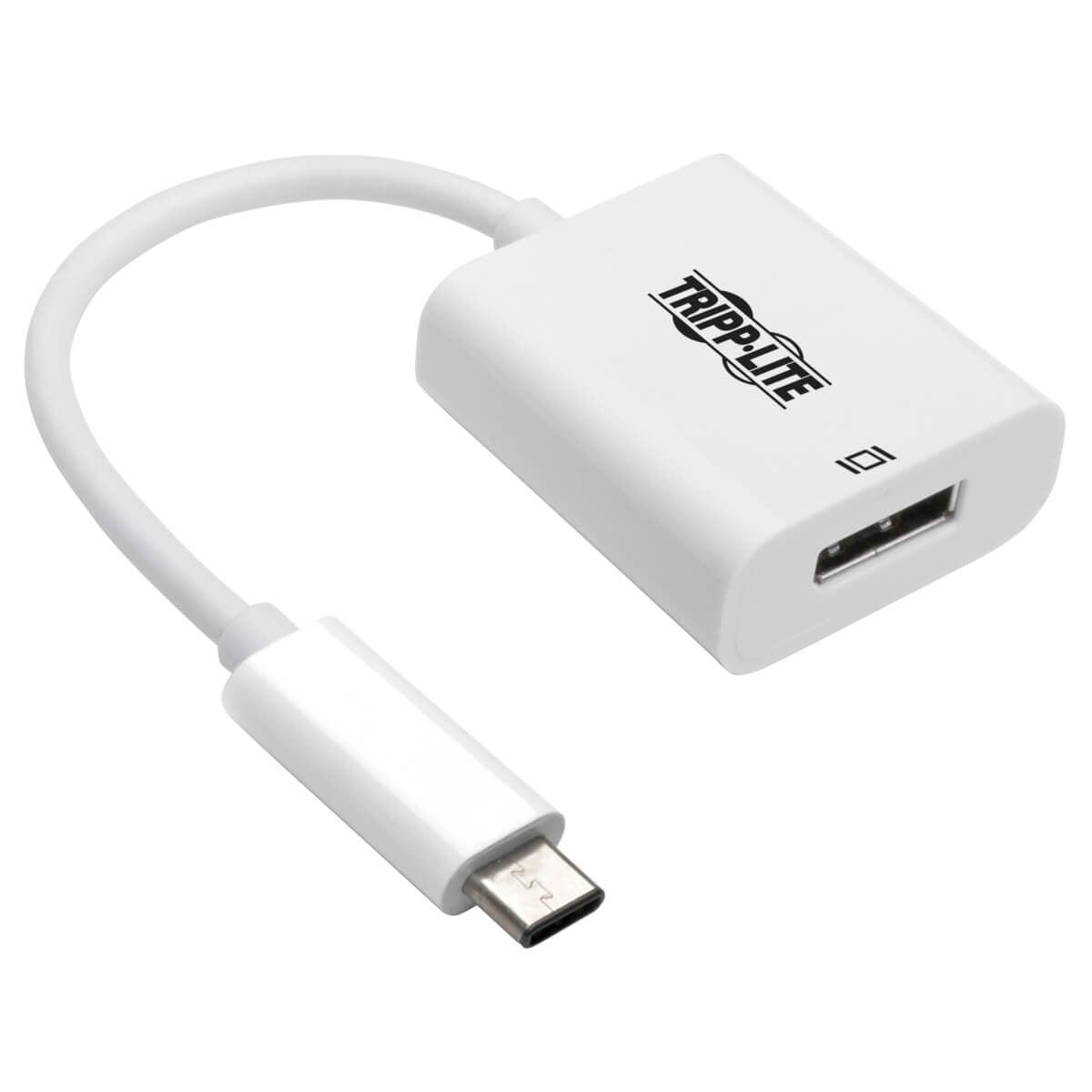 Tripp Lite U444-06N-Dp8W Usb-C To Displayport Active Adapter Cable With Equalizer (M/F), Uhd 8K, Hdr, Dp 1.4, White, 6 In. (15.2 Cm)