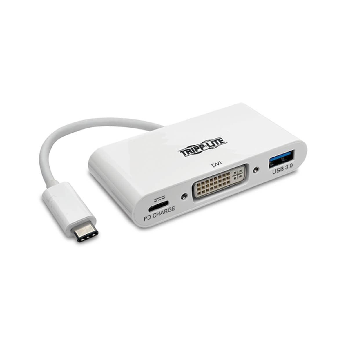 Tripp Lite U444-06N-Du-C Usb-C To Dvi Adapter With Usb-A Port And Pd Charging, White