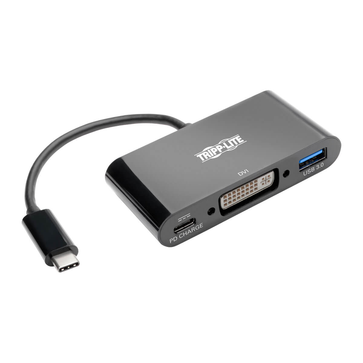 Tripp Lite U444-06N-Dub-C Usb-C To Dvi Adapter With Usb-A Port And Pd Charging, Black