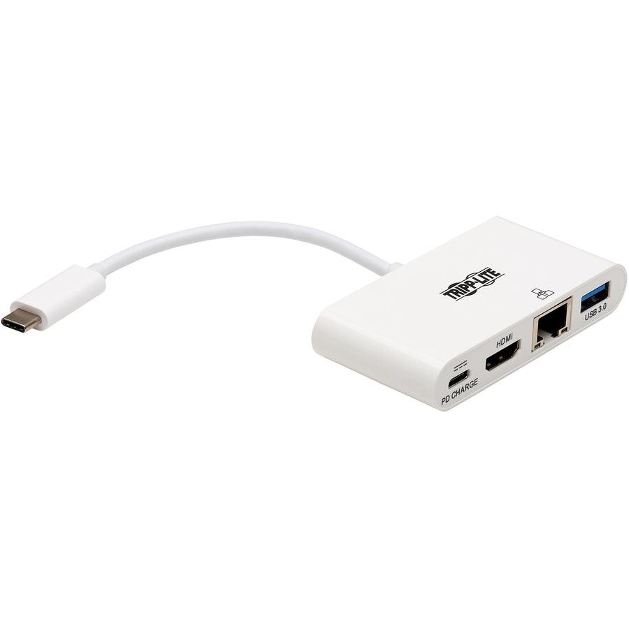 Tripp Lite U444-06N-H4Gu-C Usb-C Multiport Adapter - 4K Hdmi, Usb-A Port, Gbe, 60W Pd Charging, Hdcp, White